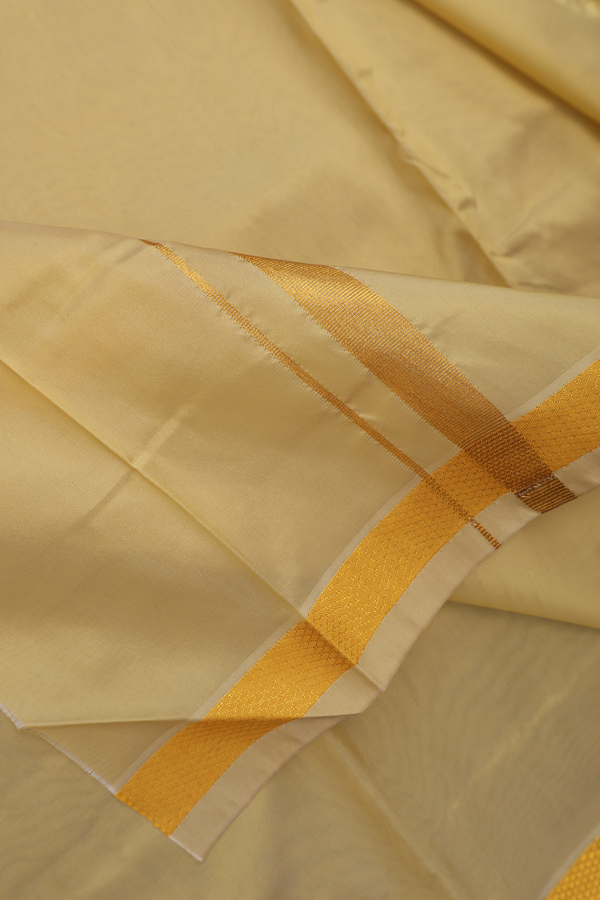Zari Border Yellow Art Silk Dhoti With Shirt Material