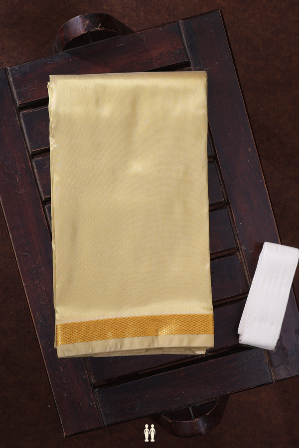 Zari Border Yellow Art Silk Dhoti With Shirt Material