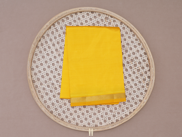 Zari Border Yellow Silk Dhoti For Deity