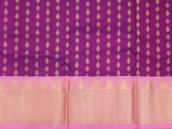 Zari Buttas Berry Purple Kanchipuram Pavadai Sattai Material