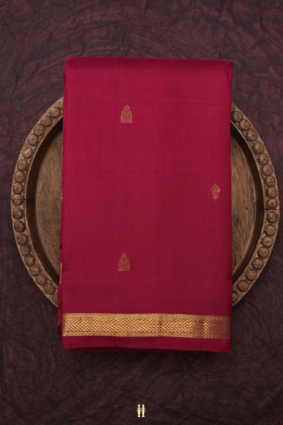Zari Buttas Blush Red Kanchipuram Silk Saree
