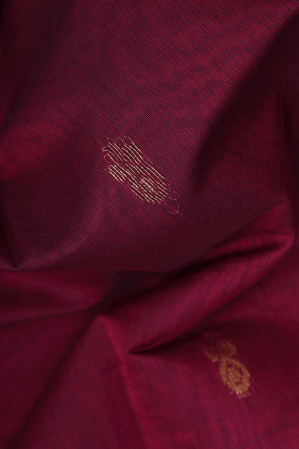 Zari Buttas Burgundy Red Venkatagiri Cotton Saree