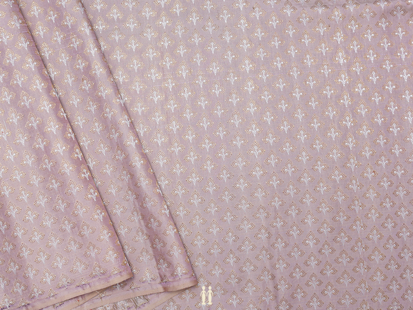 Zari Buttas Cocoa Brown Banarasi Silk Blouse Material