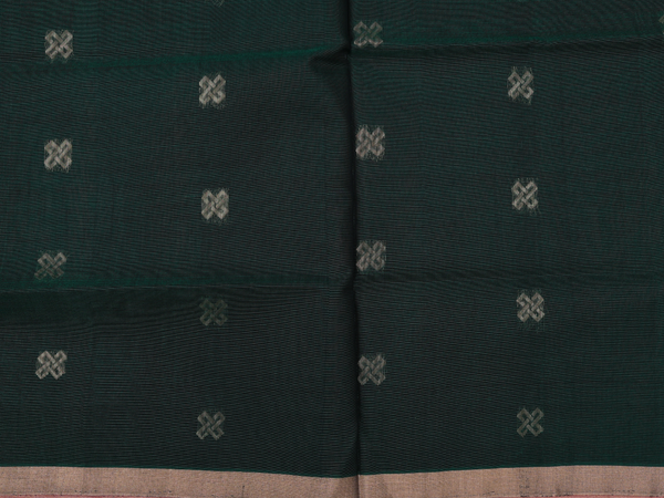 Zari Buttas Dark Green Silk Unstitched Salwar Material