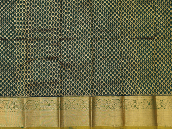 Zari Buttas Forest Green Kanchipuram Pavadai Sattai Material