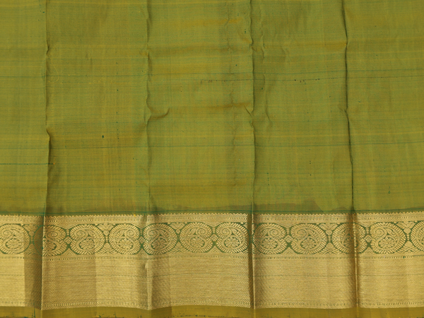 Zari Buttas Forest Green Kanchipuram Pavadai Sattai Material