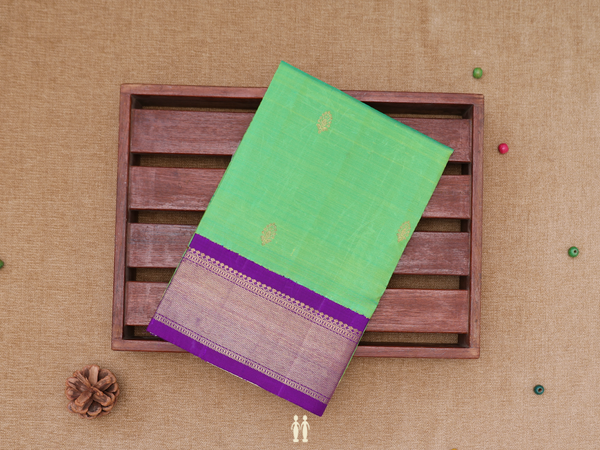 Zari Buttas Green Kanchipuram Pavadai Sattai Material