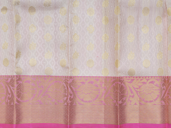 Zari Buttas Ivory Kanchipuram Pavadai Sattai Material