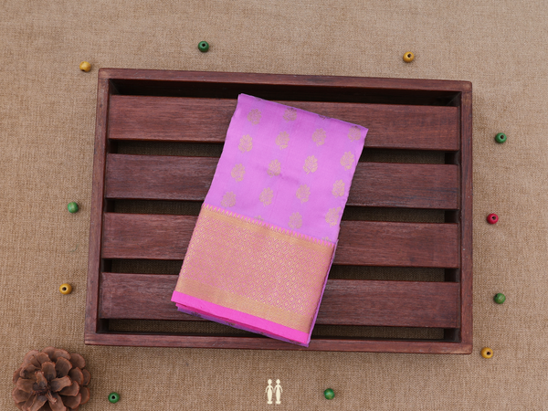 Floral Buttas Lavender Kanchipuram Silk Pavadai Sattai Material