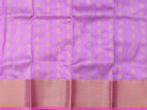Floral Buttas Lavender Kanchipuram Silk Pavadai Sattai Material
