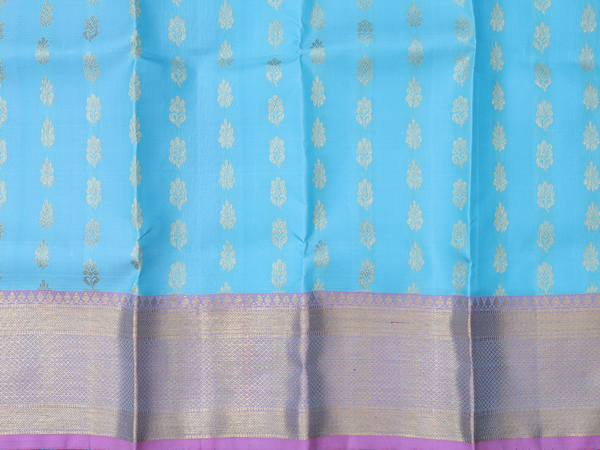 Floral Buttas Sky Blue Kanchipuram Pavadai Sattai Material