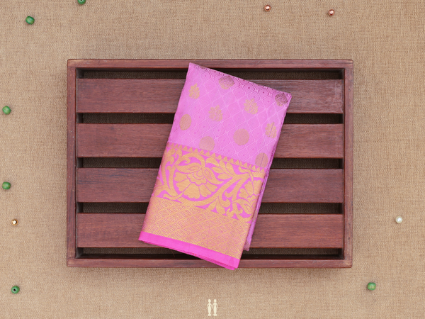 Zari Buttas Lilac Pink Kanchipuram Pavadai Sattai Material