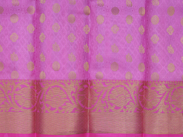 Zari Buttas Lilac Pink Kanchipuram Pavadai Sattai Material