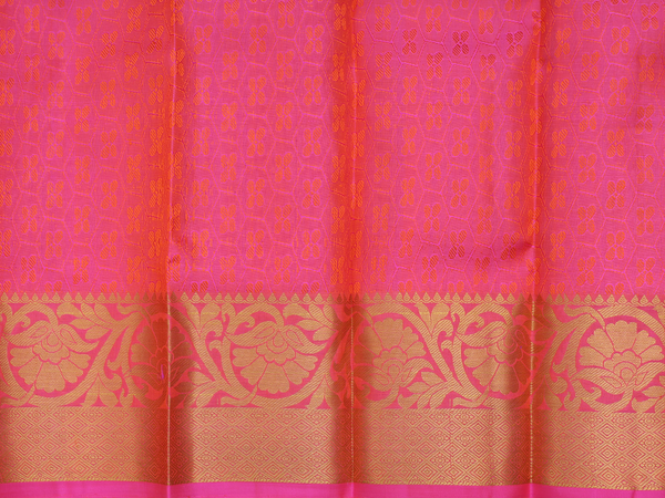 Zari Buttas Lilac Pink Kanchipuram Pavadai Sattai Material