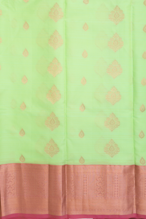 Zari Buttas Lime Green Semi Silk Half Saree Material