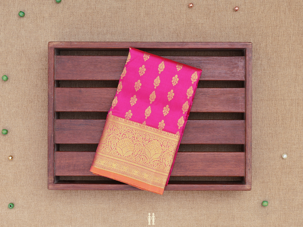 Zari Buttas Magenta Kanchipuram Pavadai Sattai Material