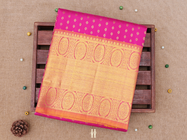 Zari Buttas Magenta Kanchipuram Silk Pavadai Sattai Material