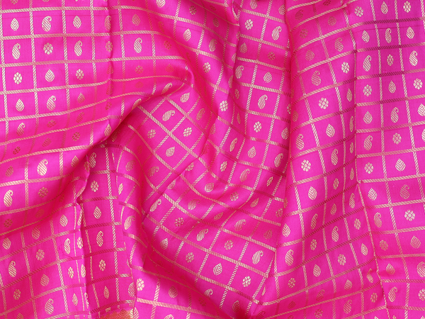 Zari Buttas Magenta Kanchipuram Silk Pavadai Sattai Material