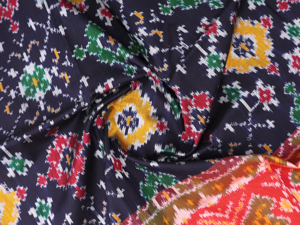 Zari Buttas Navy Blue Pochampally Pavadai Sattai Material