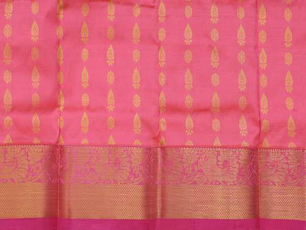 Zari Buttas Peach Kanchipuram Pavadai Sattai Material
