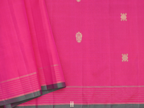 Zari Buttas Pink Kanchipuram Blouse Material