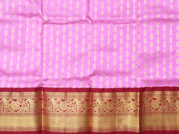 Zari Buttas Pink Kanchipuram Silk Pavadai Sattai Material