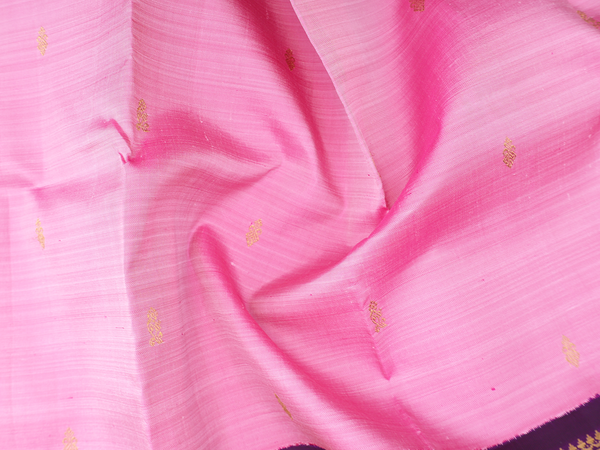 Zari Buttas Pink Kanchipuram Silk Pavadai Sattai Material