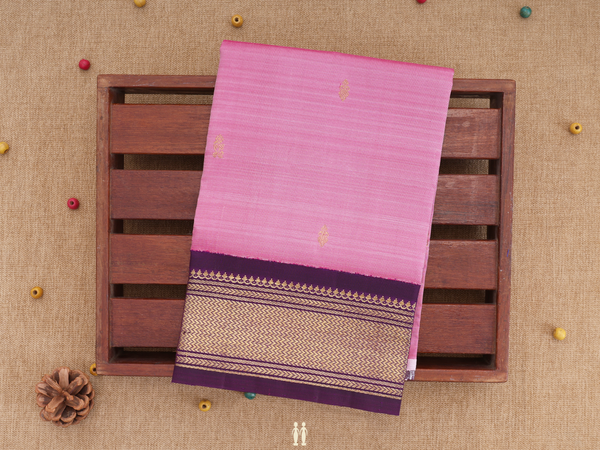 Zari Buttas Pink Kanchipuram Silk Pavadai Sattai Material