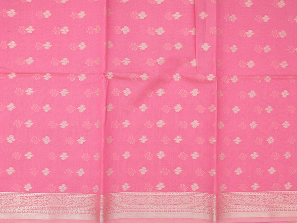 Zari Buttas Pink Kota Cotton Unstitched Salwar Material