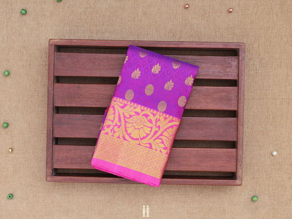 Zari Buttas Purple Kanchipuram Pavadai Sattai Material