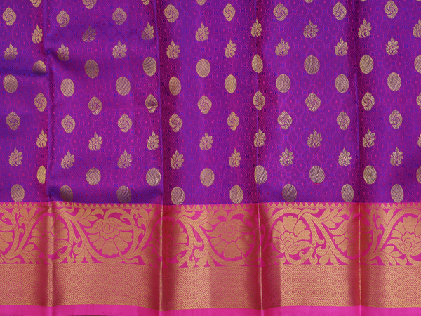 Zari Buttas Purple Kanchipuram Pavadai Sattai Material