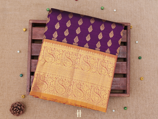 Zari Buttas Purple Kanchipuram Silk Pavadai Sattai Material