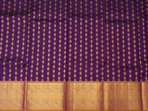 Zari Buttas Purple Kanchipuram Silk Pavadai Sattai Material