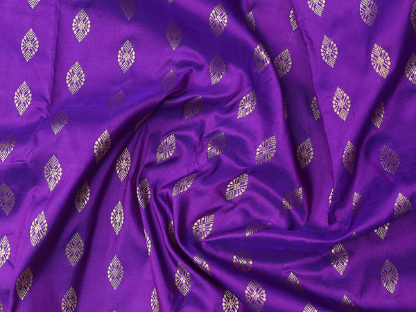 Zari Buttas Purple Kanchipuram Silk Pavadai Sattai Material