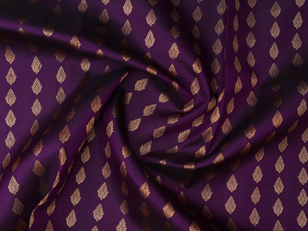 Zari Buttas Purple Kanchipuram Silk Pavadai Sattai Material