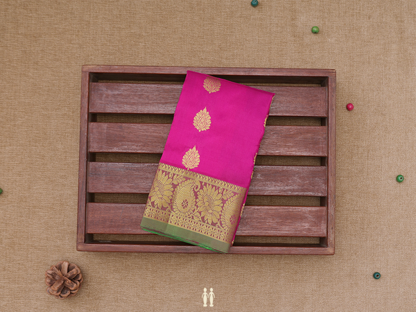 Zari Buttas Purple Rose Kanchipuram Pavadai Sattai Material