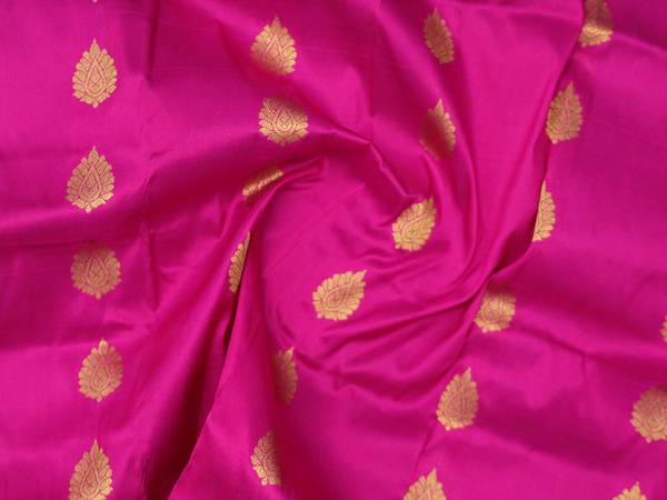 Zari Buttas Purple Rose Kanchipuram Pavadai Sattai Material