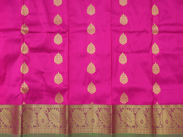 Zari Buttas Purple Rose Kanchipuram Pavadai Sattai Material