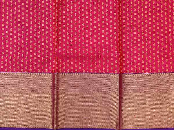 Zari Buttas Rani Pink Kanchipuram Half Saree Material