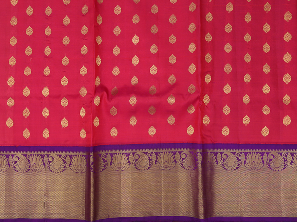 Zari Buttas Red Kanchipuram Silk Half Saree Material