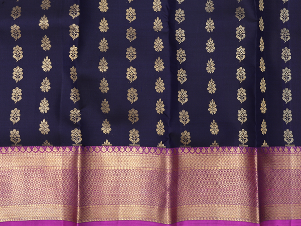 Zari Buttas Royal Blue Kanchipuram Pavadai Sattai Material