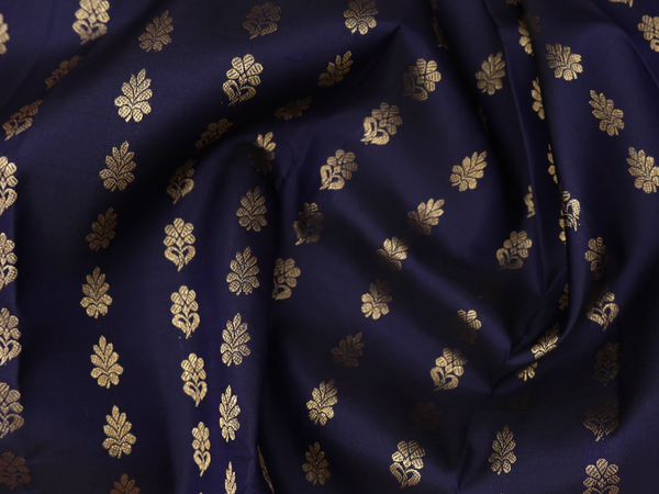 Zari Buttas Royal Blue Kanchipuram Pavadai Sattai Material