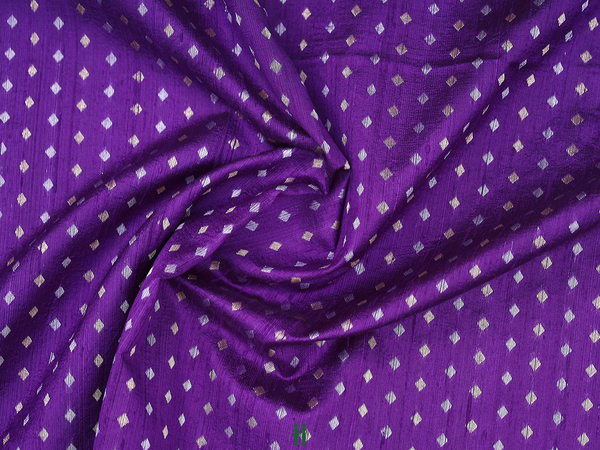 Zari Buttas Royal Purple Raw Silk Blouse Material