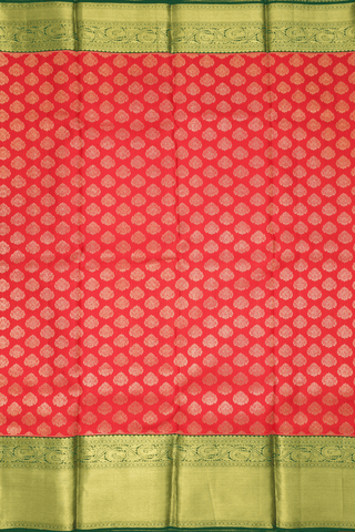 Zari Buttas Scarlet Red Kanchipuram Silk Saree
