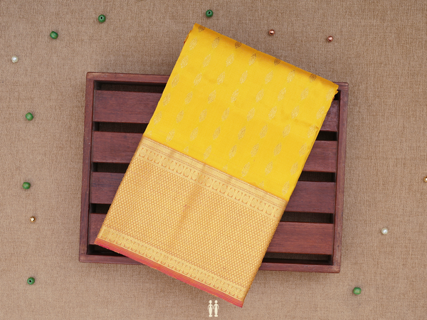 Zari Buttas Yellow Kanchipuram Pavadai Sattai Material