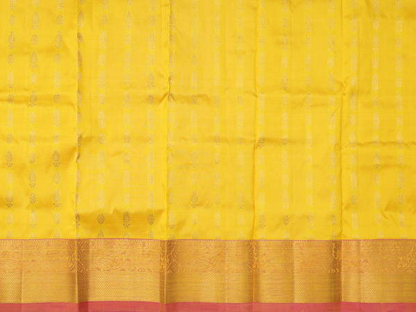 Zari Buttas Yellow Kanchipuram Silk Pavadai Sattai Material