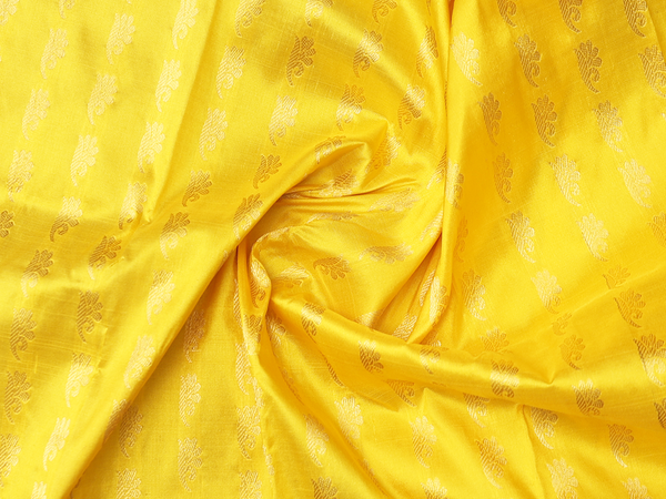Zari Buttas Yellow Kanchipuram Silk Pavadai Sattai Material