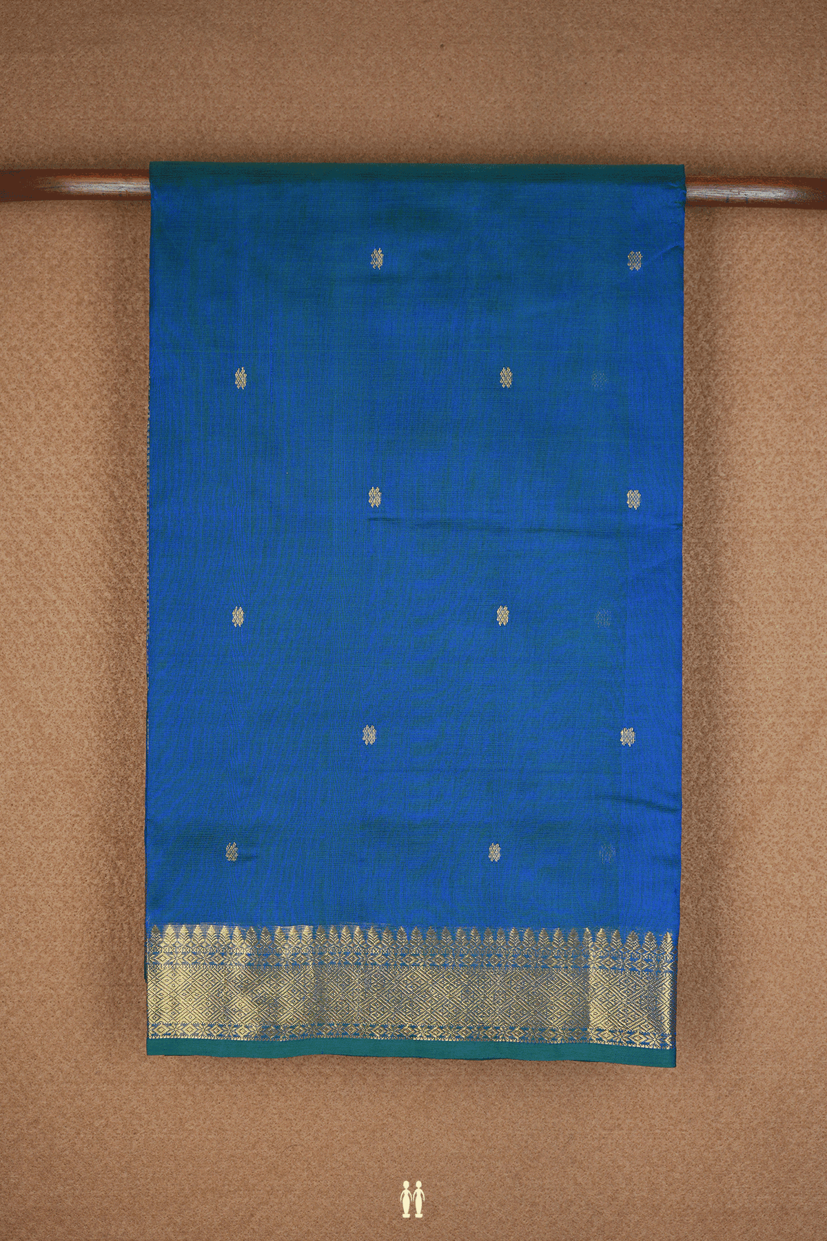 Zari Buttis Capri Blue Traditional Silk Cotton Saree