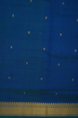 Zari Buttis Capri Blue Traditional Silk Cotton Saree