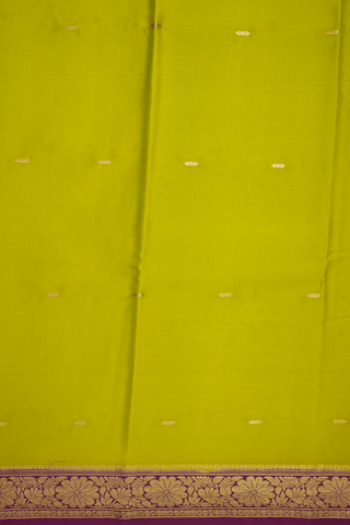 Zari Buttis Celery Yellow Mysore Silk Saree
